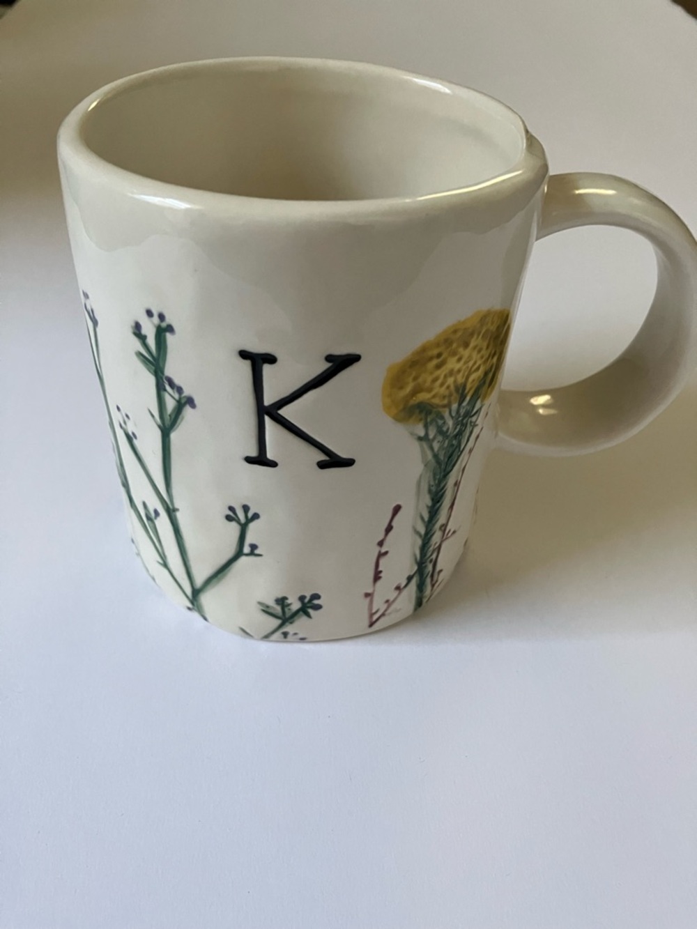 Anthropologie Monogram K Floral Mug